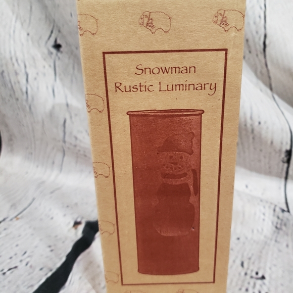 Ewe’s View Brown Snowman Rustic Metal Luminary - Picture 3 of 4